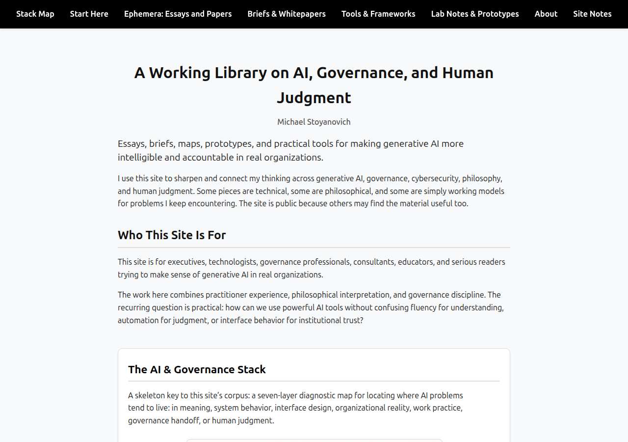 The home page of Michael Stoyanovich, mstoyanovich.com