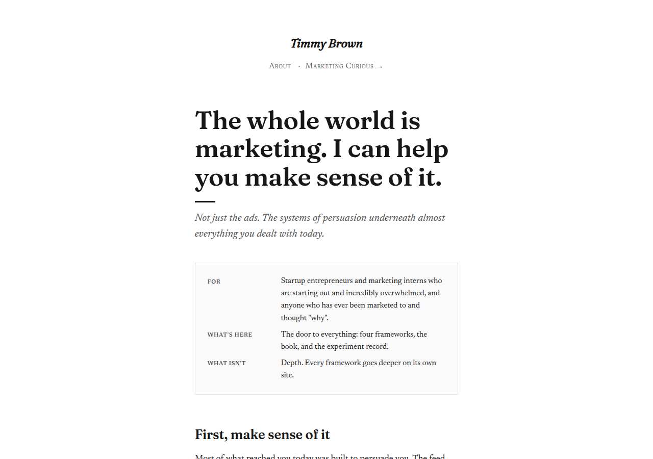 The home page of Timmy Brown, timmybrown.co.nz