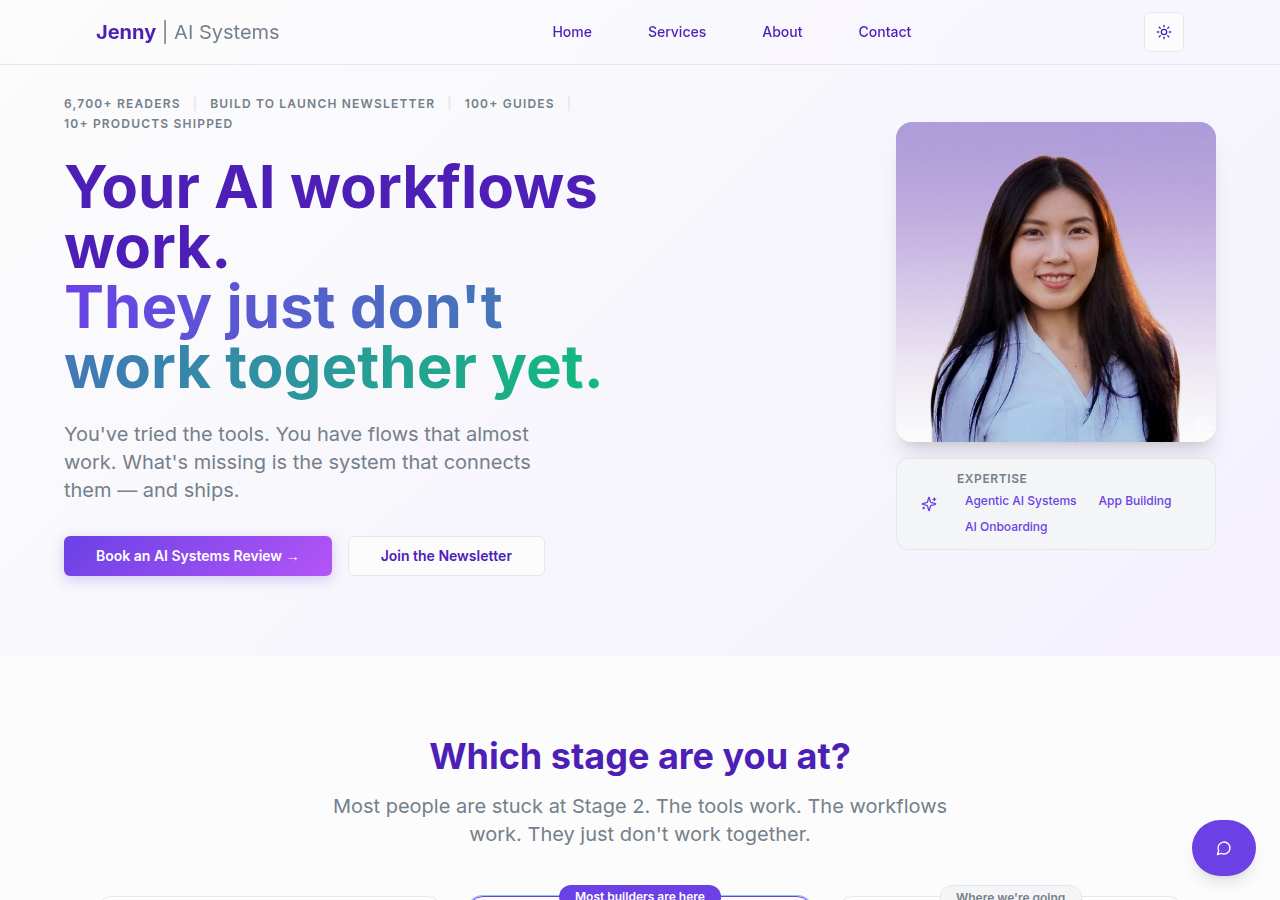 The home page of Jenny Ouyang, jennyouyang.ai