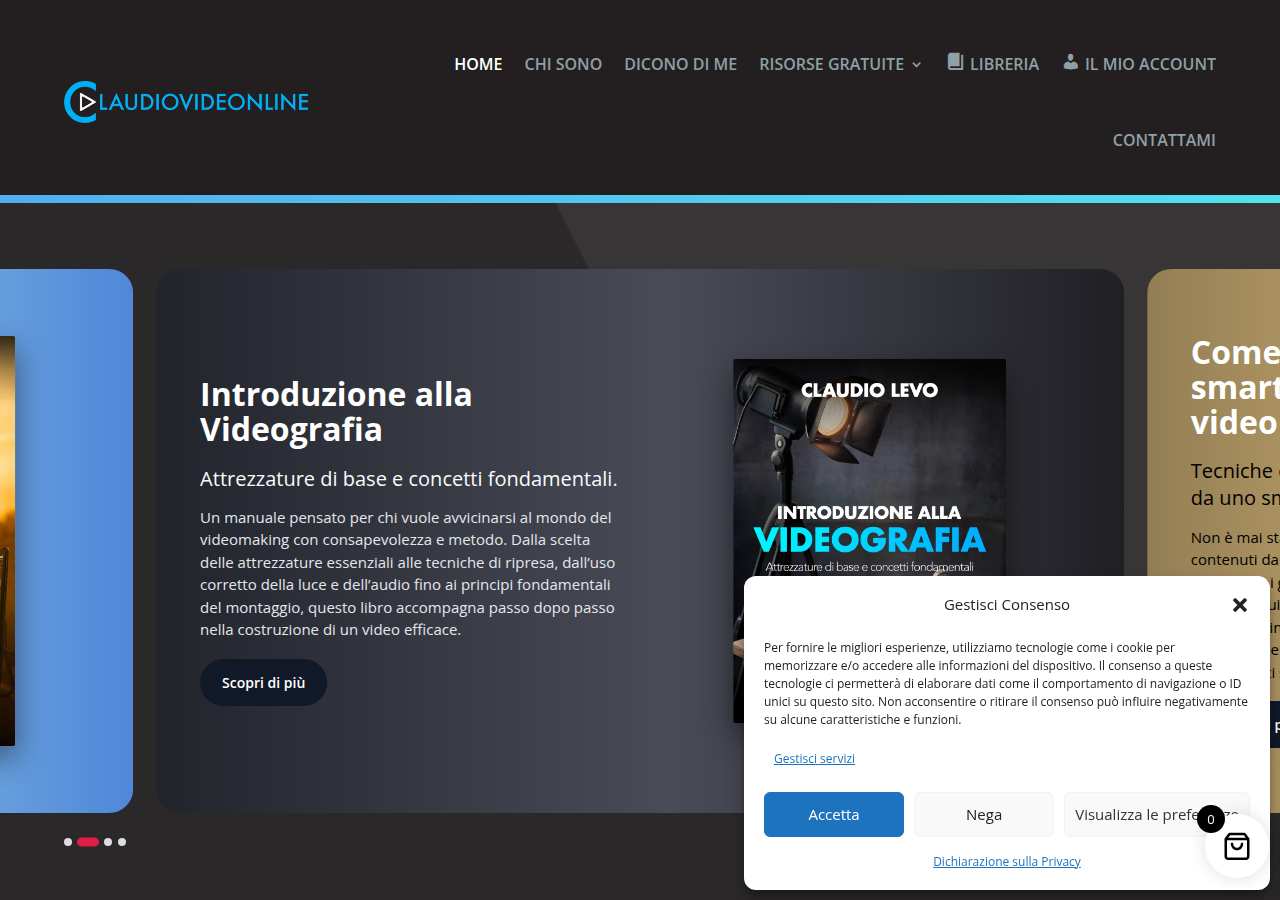 The home page of Claudio Levo, claudiovideonline.it
