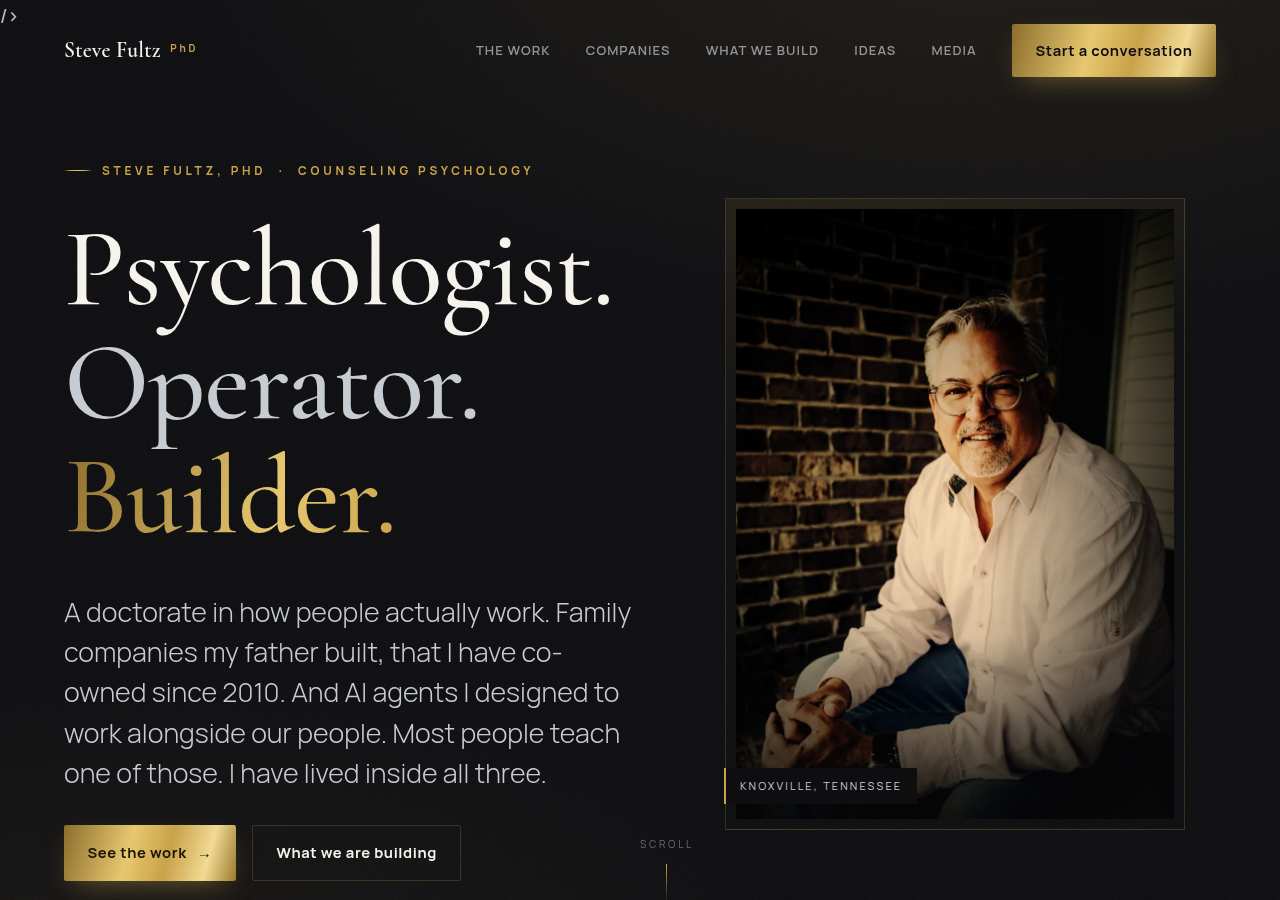 The home page of Steve Fultz, PhD, stevefultzphd.com