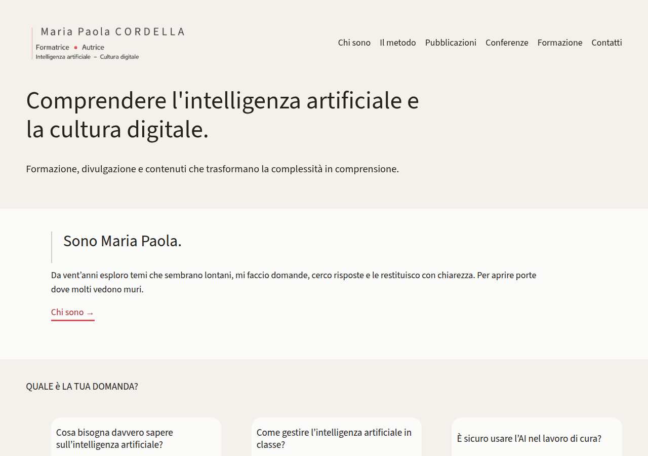 The home page of Maria Paola Cordella, mariapaolacordella.it