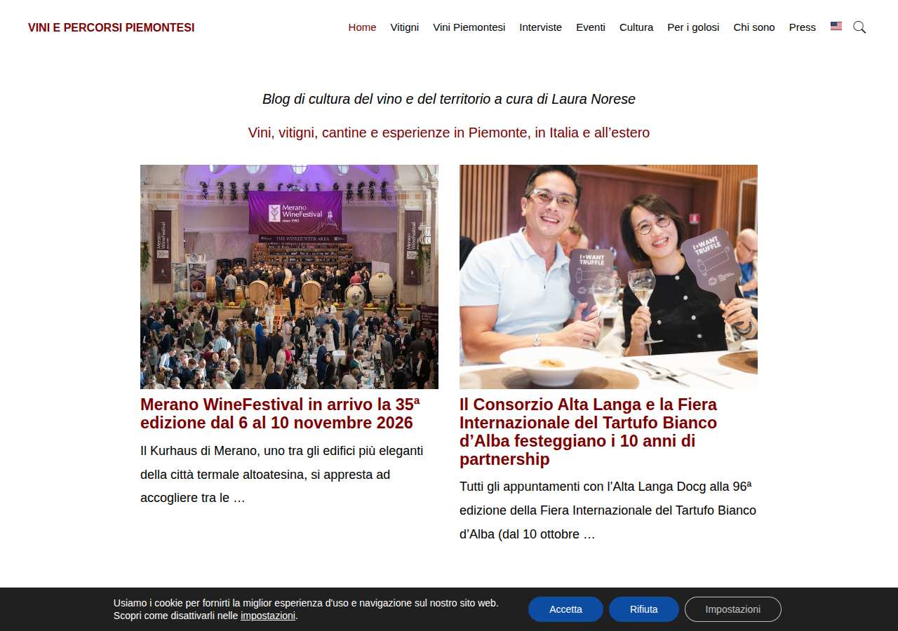 The home page of Laura Norese, viniepercorsipiemontesi.com