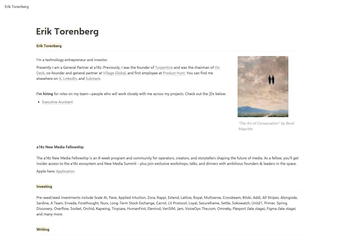 The home page of Erik Torenberg, eriktorenberg.com