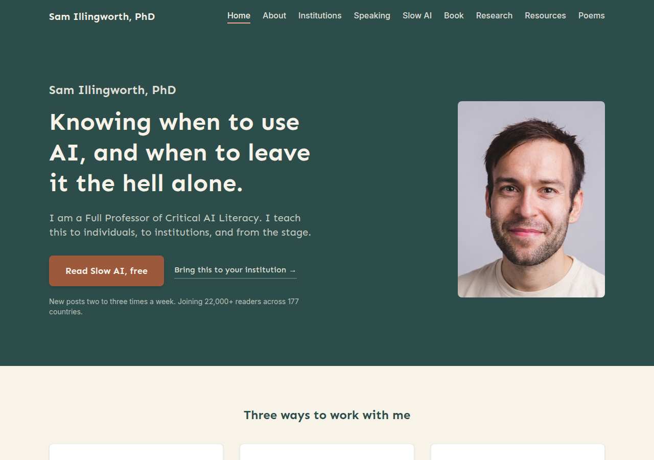 The home page of Sam Illingworth, PhD, samillingworth.com