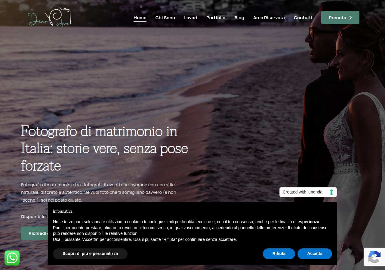 The home page of Dino Volpe, dinovolpefotografo.it