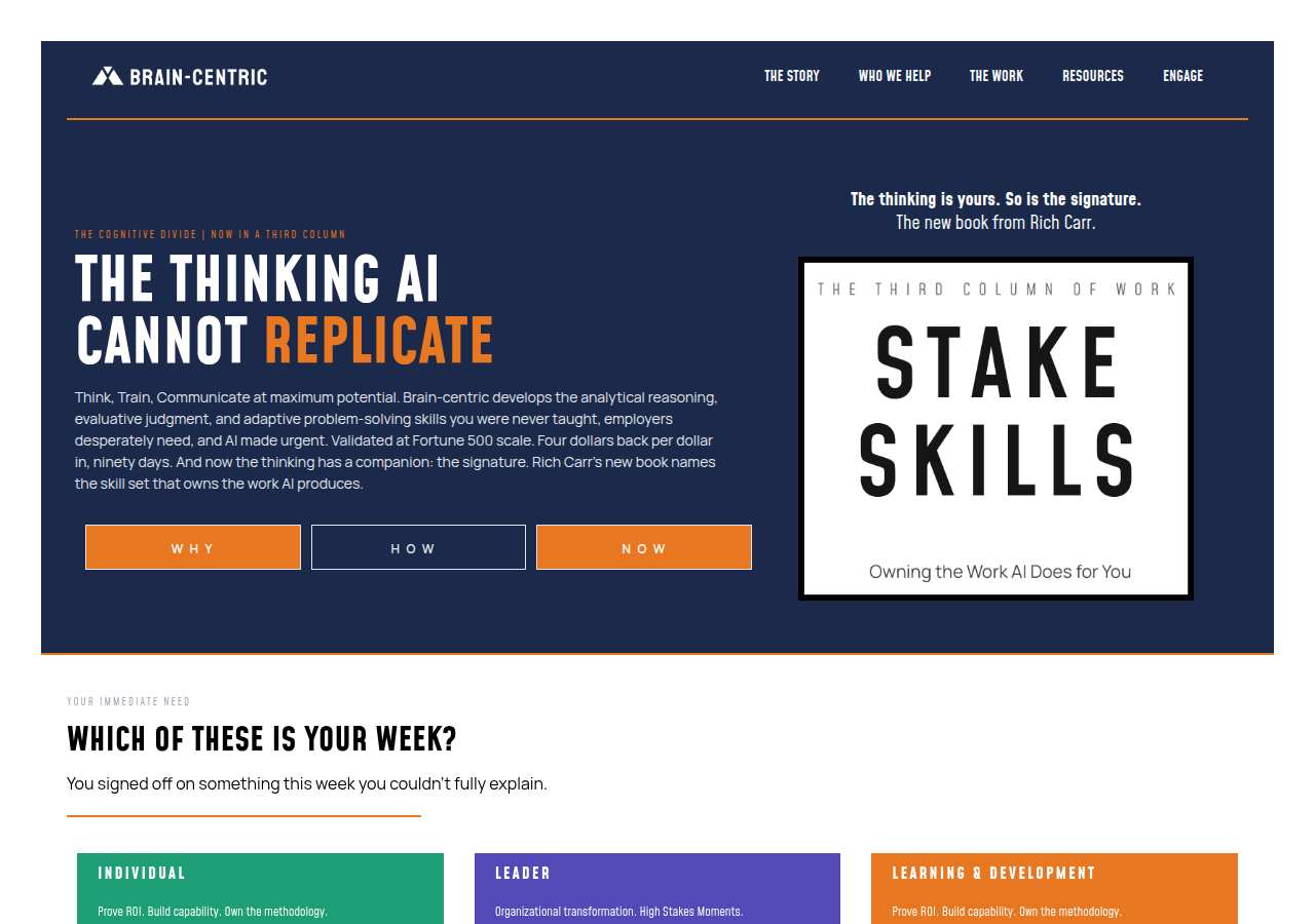 The home page of Rich Carr, brain-centric.com
