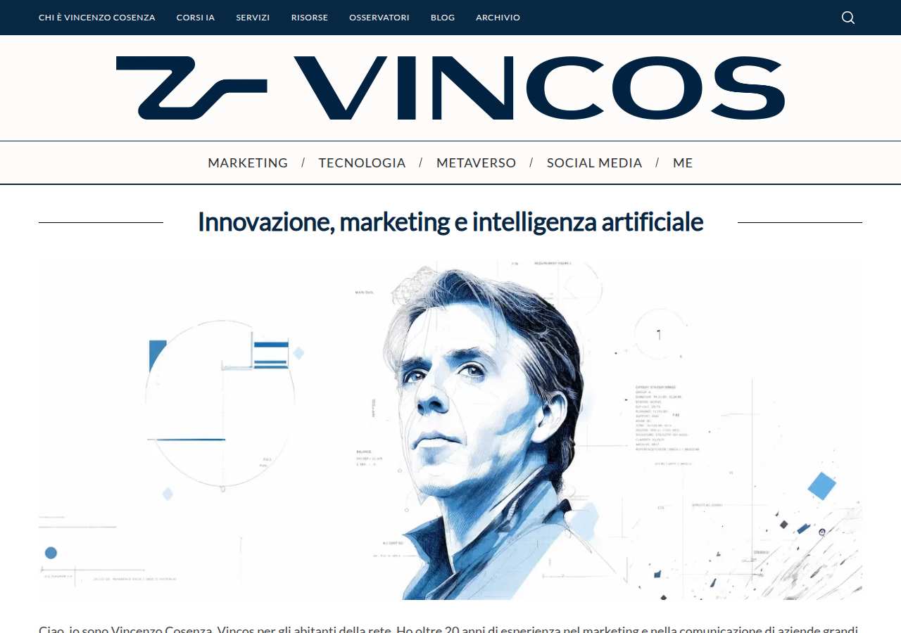 The home page of Vincenzo Cosenza, vincos.it