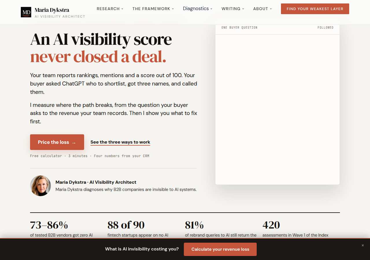 The home page of Maria Dykstra, mariadykstra.com