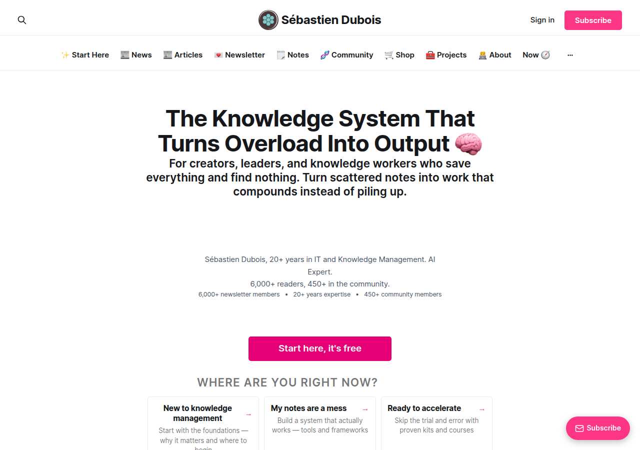 The home page of Sébastien Dubois, dsebastien.net
