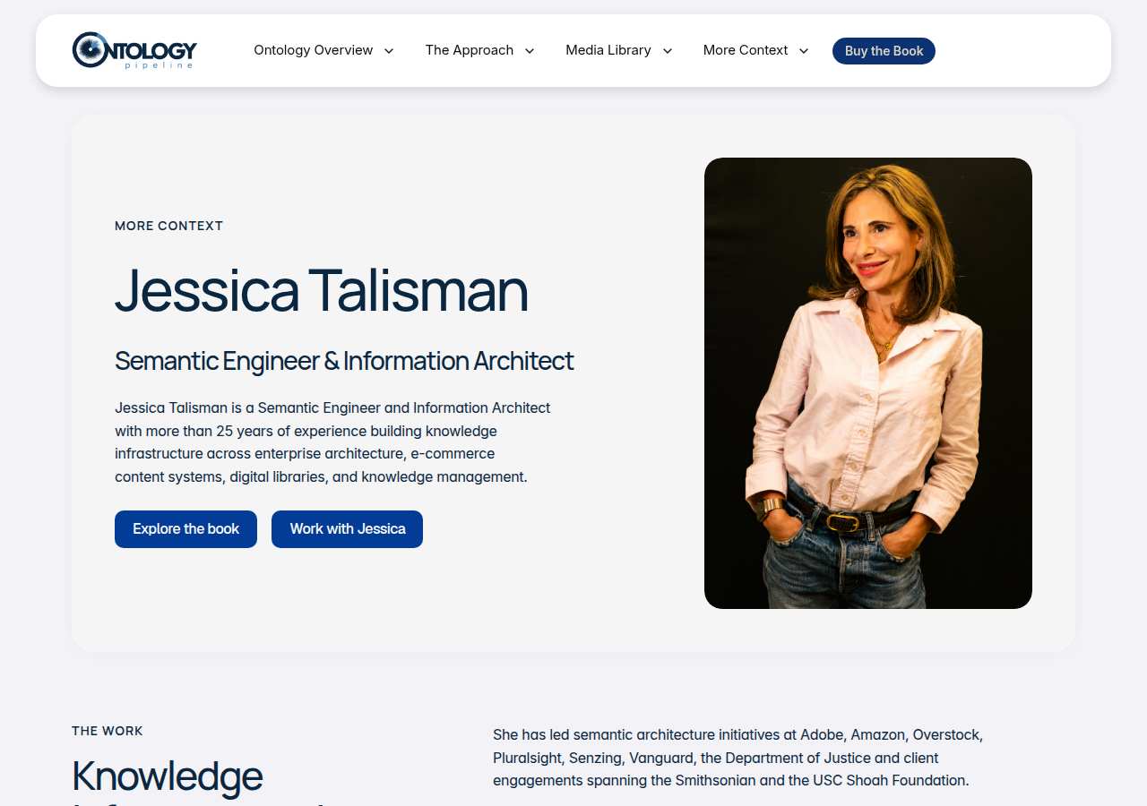 The home page of Jessica Talisman, ontologypipeline.com