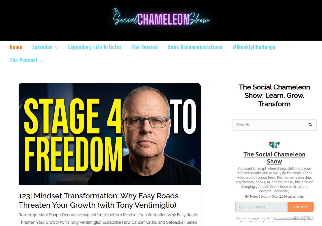 The home page of Tyson Gaylord, thesocialchameleon.show