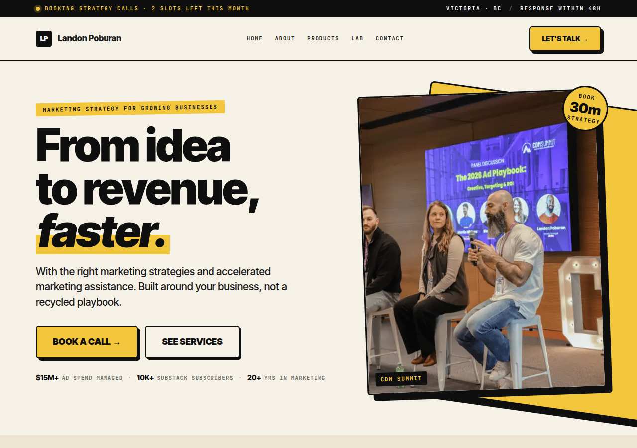 The home page of Landon Poburan, landonp.com