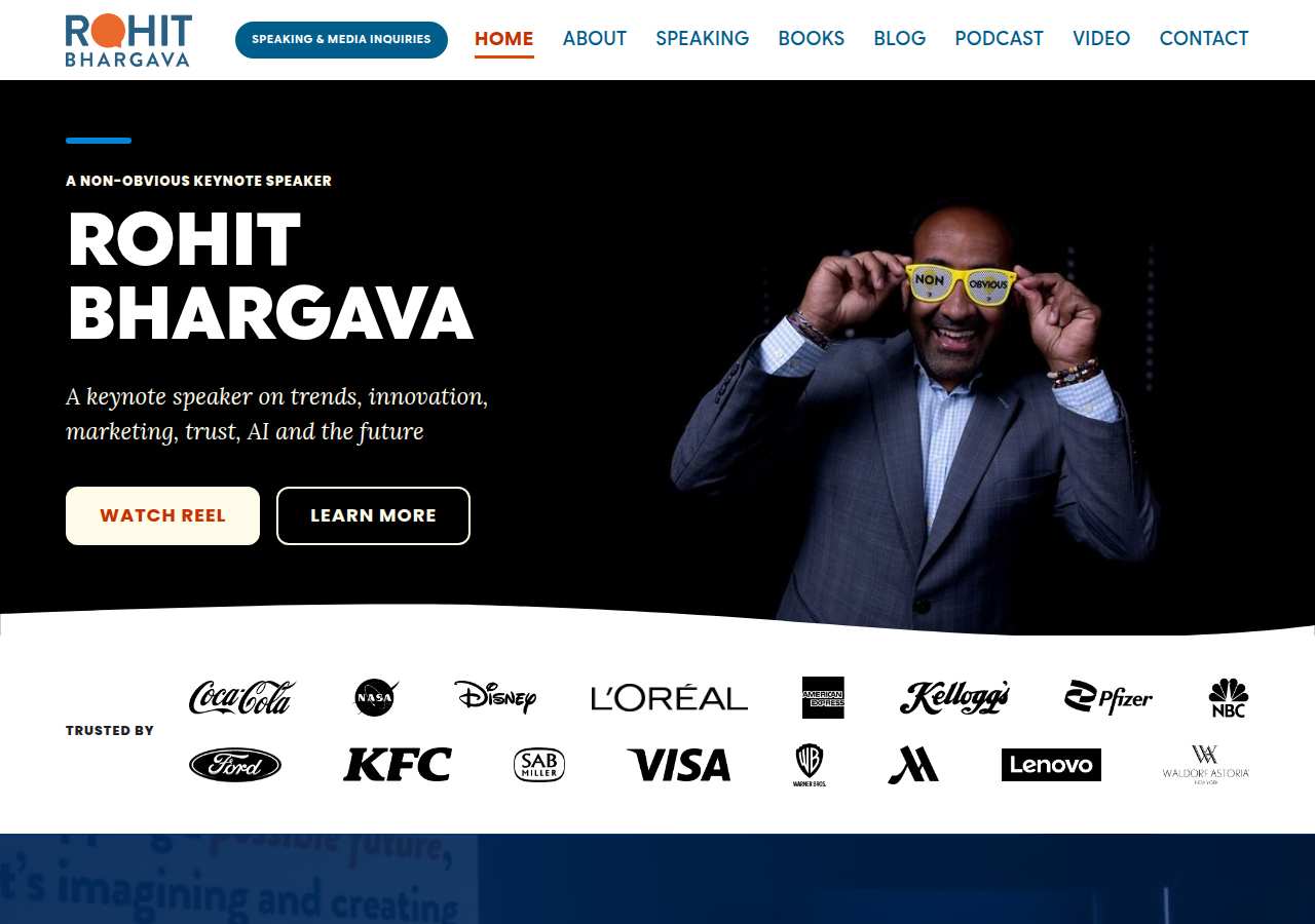 The home page of Rohit Bhargava, rohitbhargava.com